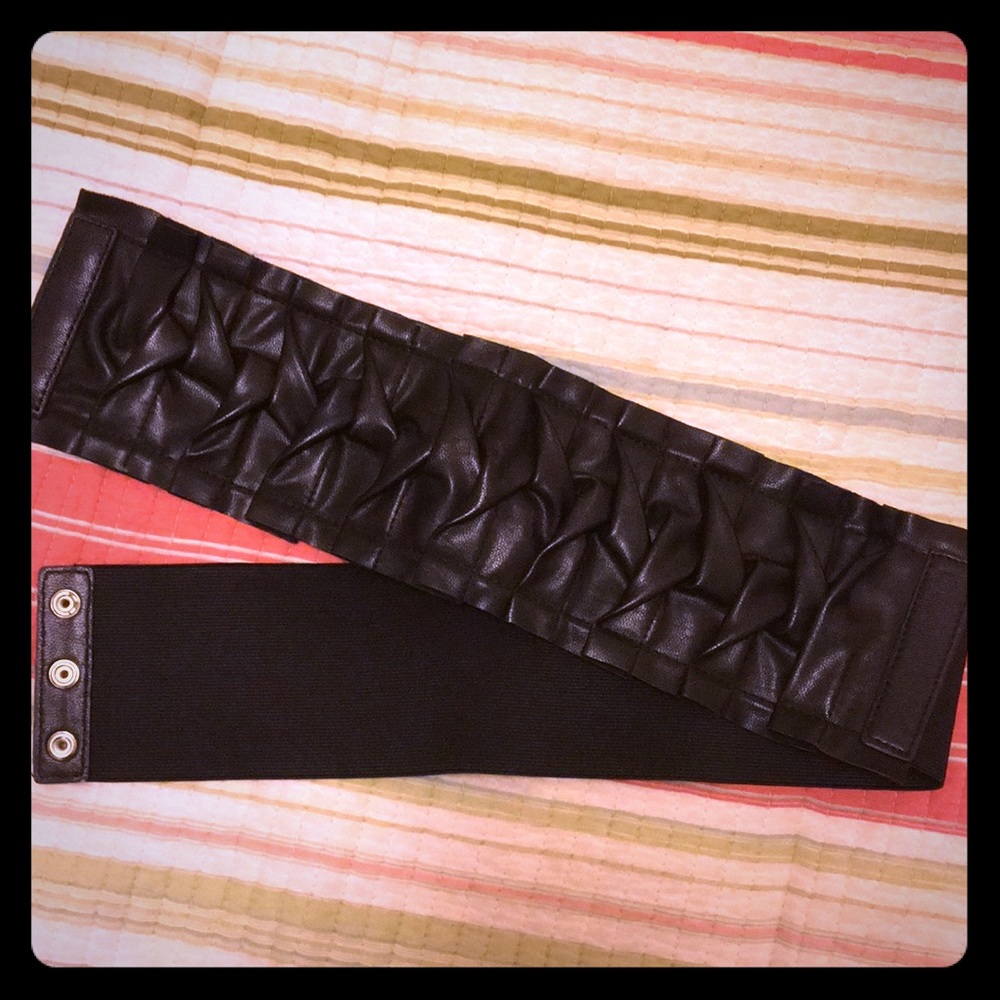 Wide Black “braided” Belt - Vegan Leather